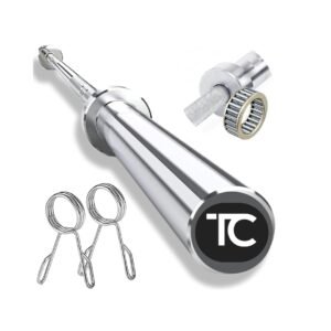 olympic barbell heavy duty barbell rod for powerlifting & weightlifting, durable olympic bar with spring locks for strength training & home gym workouts (5 feet)